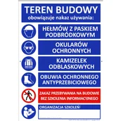 Tablice BHP - T020 PL - Teren Budowy, informacja o obowiązkach i zagrożeniach na oznakowanym terenie, płyta wodoodporna 3mm, -20 do 90°C - 1000x700 mm. - miniaturka - grafika 1