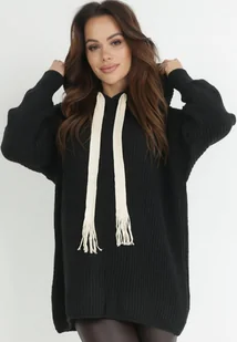 Czarny Sweter Oversize z Kapturem Ori - Swetry damskie - miniaturka - grafika 1