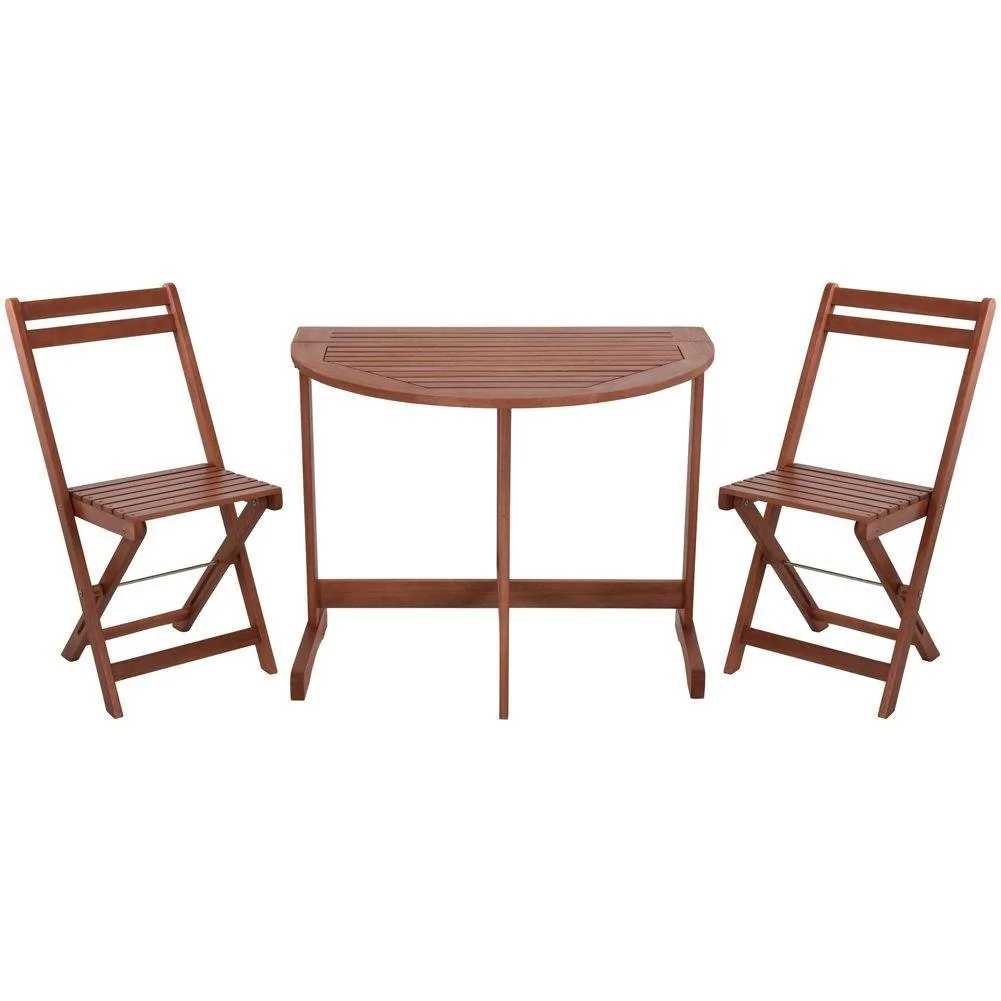 ProGarden Zestaw mebli ogrodowych z drewna akacjowego ustawny półokrągły stół składany z dwoma krzesłami |Darmowa dostawa VT2200290