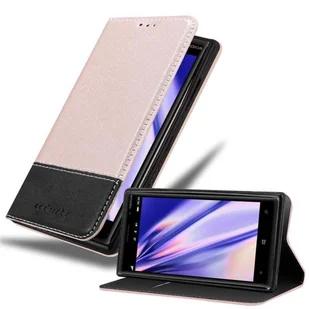 Etui Cadorabo na telefon komórkowy Nokia Lumia 830 w kolorze ROSÉ GOLD BLACK z zapięciem magnetycznym, funkcją podstawki i kieszenią na karty Etui ochronne Etui z klapką w stylu książki - Etui i futerały do telefonów - miniaturka - grafika 1