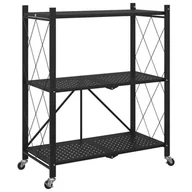 Wózki magazynowe - vidaXL Regał magazynowy z kółkami, czarna ,71x34x88 cm, stal - miniaturka - grafika 1