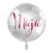 Balony i akcesoria - Balon imienny foliowy Maja okrągły pakowany 43 cm - miniaturka - grafika 1