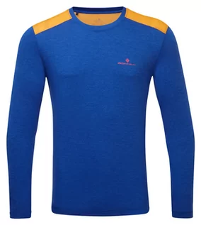 Koszulki sportowe męskie - RONHILL Koszulka biegowa męska LIFE S/S TEE niebiesko-pomarańczowa - grafika 1