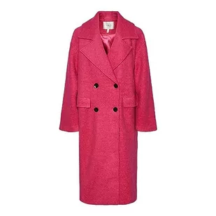 YAS Damski płaszcz wełniany Yasmila Ls Wool Mix Coat S. Noos, fuksja, purpurowy, L - Płaszcze damskie - miniaturka - grafika 1