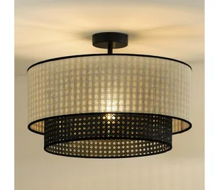 Duolla - Żyrandol natynkowy RATTAN YUTE 1xE27/15W/230V śr. 45 cm kremowy/czarny - Lampy sufitowe - miniaturka - grafika 1