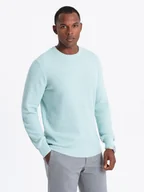 Swetry męskie - Melanżowy męski sweter ze strukturalnej dzianiny miętowy V1 OM-SWSW-0142 - Ombre Clothing - miniaturka - grafika 1