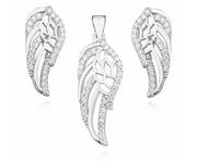 Zestawy biżuterii dla kobiet - Valerio.pl Rodowany srebrny komplet skrzydła anioła wings cyrkonie srebro 925 Z1356Z Z1356Z - miniaturka - grafika 1