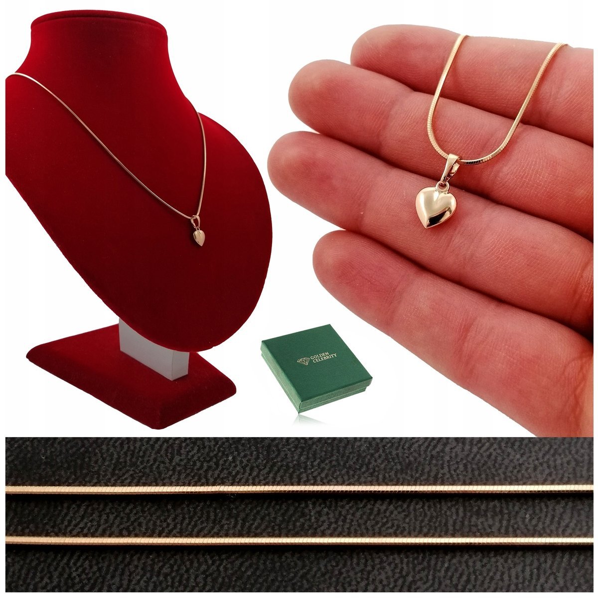 ZŁOTY NASZYJNIK SERCE CELEBRYTKA DLA KOBIETY DZIEWCZYNY CÓRKI MAMY +