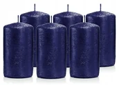 Świece - Świeczki ozdobne zestaw 6 świec walec10/6 granatow - miniaturka - grafika 1