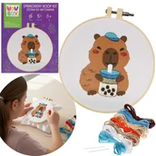 Zabawki kreatywne - Wow Box - KAPIBARA Bubble Tea Zestaw do haftowania, zestaw kreatywny z tamborkiem 8+ - miniaturka - grafika 1