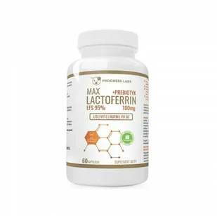 LAKTOFERYNA 100mg LFS 95% MAX COMPLEX ODPORNOŚĆ + PREBIOTYK PRODUKT VEGE 60 Kapsułek PROGRESS LABS - Układ pokarmowy - miniaturka - grafika 1