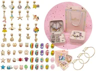 Prace ręczne dla dzieci - Zestaw Do Tworzenia Robienia Biżuterii, Bransoletek, Charmsy, Zawieszki, Koraliki TĘCZOWE KOLORY - miniaturka - grafika 1