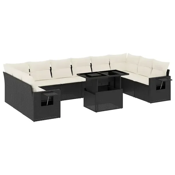 Zestaw mebli ogrodowych z rattanu PE czarny, wymiary: 62x62x69 cm, 55x62x69
