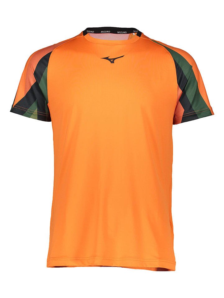 Mizuno Koszulka funkcyjna w kolorze czarno-pomarańczowo-zielonym