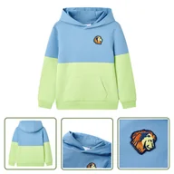 Bluzy dla dziewczynek - Bluza dziecięca z kapturem - niebieski i pastelowy żółty - 104 - Bluza Dziewczęca - miniaturka - grafika 1