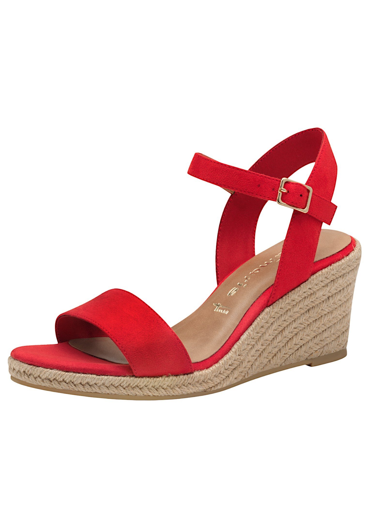 Tamaris sandały damskie espadryle z obcasem klinowym w rafii 1-28300-42, rozmiar:37 EU, kolor:Czerwony
