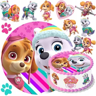 OPŁATEK NA TORT SKYE & EVEREST +TEKST POSTACIE JADALNA DEKORACJA PSI PATROL - Batoniki - miniaturka - grafika 1