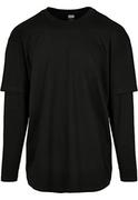 Koszulki męskie - Urban Classics Koszulka męska Oversized Shaped Double Layer Ls Tee T-Shirt, czarny/czarny, L - miniaturka - grafika 1