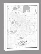 Obrazy i zdjęcia na płótnie - Łódź mapa czarno biała - obraz na płótnie Wymiar do wyboru: 40x50 cm - miniaturka - grafika 1