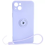 Etui i futerały do telefonów - Etui Bizon Case Silicone Ring Sq do iPhone 15 Plus, jasnofioletowe - miniaturka - grafika 1