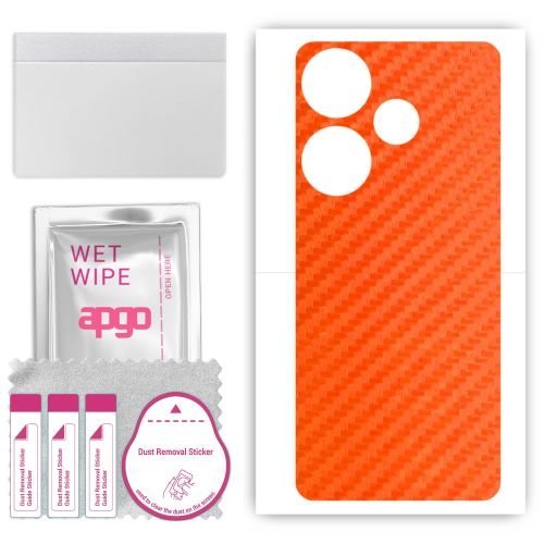 folia naklejka skórka strukturalna na TYŁ do Xiaomi Redmi 12 5G 2024 - Carbon Pomarańczowy - apgo SKINS