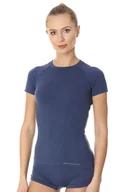 Koszulki sportowe damskie - Koszulka termoaktywna damska Brubeck Active Wool SS11700 jeansowy - miniaturka - grafika 1