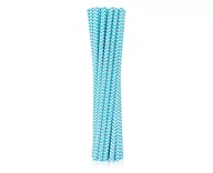 Słomki do napojów - Słomki papierowe, jasnoniebieskie szlaczki, 12 sztuk - miniaturka - grafika 1