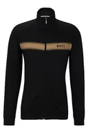 Kurtki męskie - BOSS Męska kurtka Authentic Jacket Z z bawełny organicznej z zamkiem błyskawicznym, logo i paskami, czarny, XXL - miniaturka - grafika 1