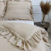 Pościel - Pościel muślinowa z falbanką - boho beż [Rozmiar: 220/200 i 2x70/80] - miniaturka - grafika 1