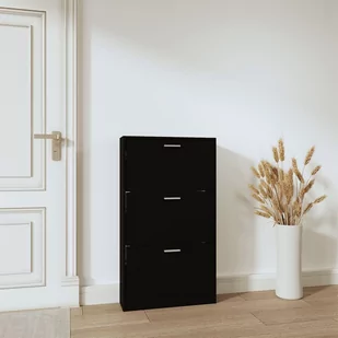 Lumarko Szafa na buty, czarna, 59x17x108 cm, materiał drewnopochodny - Szafki na buty - miniaturka - grafika 4