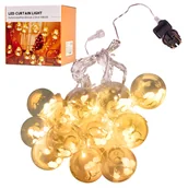 Oświetlenie świąteczne - Lampki LED kurtyna kule wiszące 3m 108LED ciepły biały - miniaturka - grafika 1