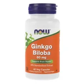 Witaminy i minerały dla sportowców - Now Foods Ginkgo Biloba Ekstrakt 60 Mg - 60 Kapsułek Wegetariańskich - miniaturka - grafika 1