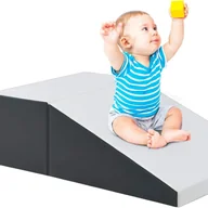 Place zabaw - Zestaw do Ćwiczeń Motorycznych dla Niemowląt z Pianki z Drabinką i Zjeżdżalnią dla Dzieci w Wieku od 6 Miesięcy do 3 Lat, do Wspinaczki (Białe) - miniaturka - grafika 1
