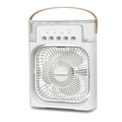 Wentylatory - Mała, cicha chłodziarka, przenośny nawilżacz powietrza 4 w 1 USB z funkcją rozpylania wody, 7-kolorowe światło LED, 3 prędkości (biały) - miniaturka - grafika 1