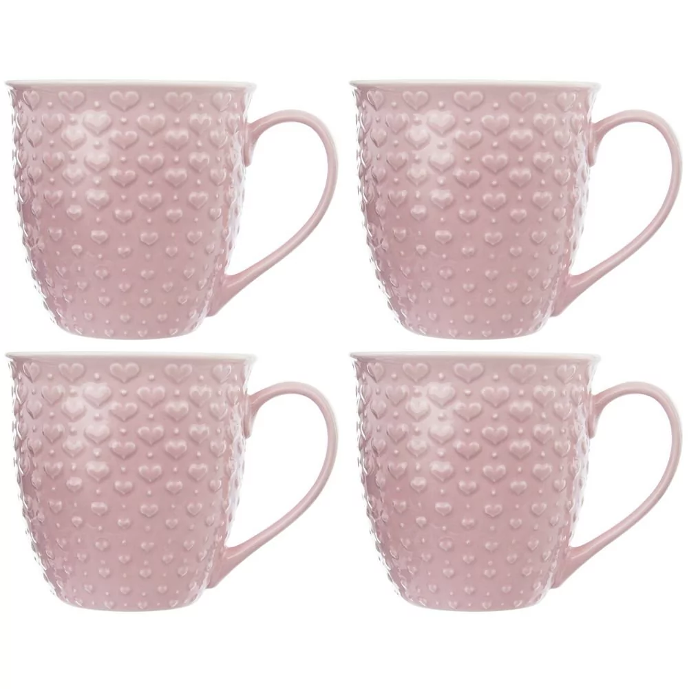 Orion Kubek ceramiczny z uchem do picia kawy herbaty napojów różowy zestaw kubków 580 ml 4 szt.
