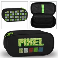 Piórniki - Pixel Game Czarny piórnik saszetka owalna, zapinany na zamek 22x6x10cm - miniaturka - grafika 1