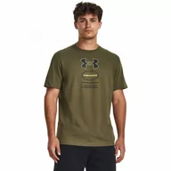 Koszulki sportowe męskie - Męski t-shirt z nadrukiem Under Armour UA M Branded GEL Stack SS - oliwkowy/khaki - UNDER ARMOUR - miniaturka - grafika 1