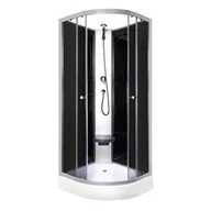 Kabiny prysznicowe - Novoterm Kabina prysznicowa zabudowa czterościenna z siedziskiem 80x80 Evora Black - miniaturka - grafika 1