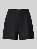 Spodenki damskie - Szorty lniane o kroju regular fit z zakładkami w pasie - miniaturka - grafika 1