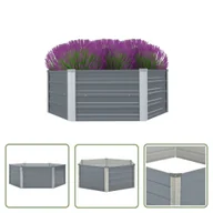 Donice - The Living Store Donica do podniesionej grządki 129 x 129 x 46 cm - stal galwanizowana - szara - Skrzynia Do Podniesionej Grządki - miniaturka - grafika 1