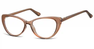 Sunoptic Okulary oprawki korekcyjne Kocie Oczy zerówki CP138E jasnobrązowy - Okulary korekcyjne, oprawki, szkła - miniaturka - grafika 1