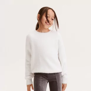 Reserved - Sweter z dzianiny z długim włosem - Biały - Swetry dla dziewczynek - miniaturka - grafika 1
