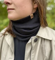 Apaszki i szaliki męskie - OPOS RWS - komin golf z wełny merino czarny - miniaturka - grafika 1