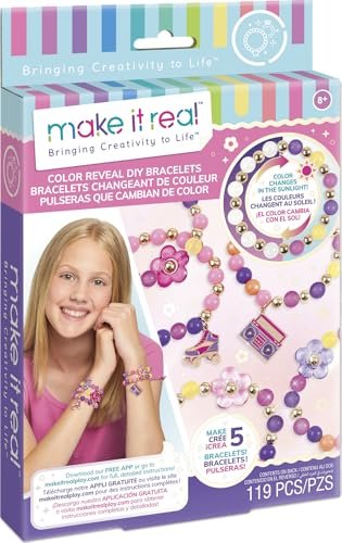 Lansay - MAKE IT REAL - bransoletki Dream Rainbow - Zestaw do tworzenia 3 bransoletek z zawieszkami + 1 pierścionek dla dzieci od 8 lat - z kolorowymi koralikami i charmsami - aktywność ręczna -
