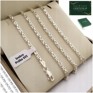 Srebrny Łańcuszek Damski Splot Królewski 70Cm Srebro 925 + Gratisy + Grawer - Łańcuszki - miniaturka - grafika 1