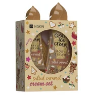 Zestawy kosmetyków damskich - HISKIN SET Crazy Ice Cream krem do rąk Słony Karmel 60ml + krem do ciała Słony Karmel 200ml - miniaturka - grafika 1