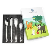 Sztućce dla dzieci - Sztućce dla dzieci z grawerem zestaw Zwierzęta | Rozmiar: 170x180x170x135mm | SKU: ZV4256070 - miniaturka - grafika 1