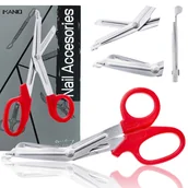 Akcesoria do paznokci - Nożyczki opatrunkowe medyczne do apteczki cięcia bandaża opatrunków taśm do salonu gabinetu czerwone - miniaturka - grafika 1