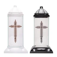 Lampiony i znicze - Znicz szklany Lampion K1 krzyż 32 cm mix - miniaturka - grafika 1