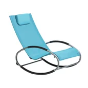 Fotele i krzesła ogrodowe - Beliani Krzesło ogrodowe niebieskie tekstylne bujane CAMPO - miniaturka - grafika 1